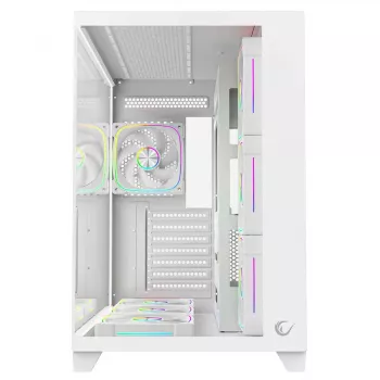 Caixa de PC mid-tower RAMPAGE SEALITE-WHITE com vidro temperado, 7 ventoinhas ARGB PWM, branca