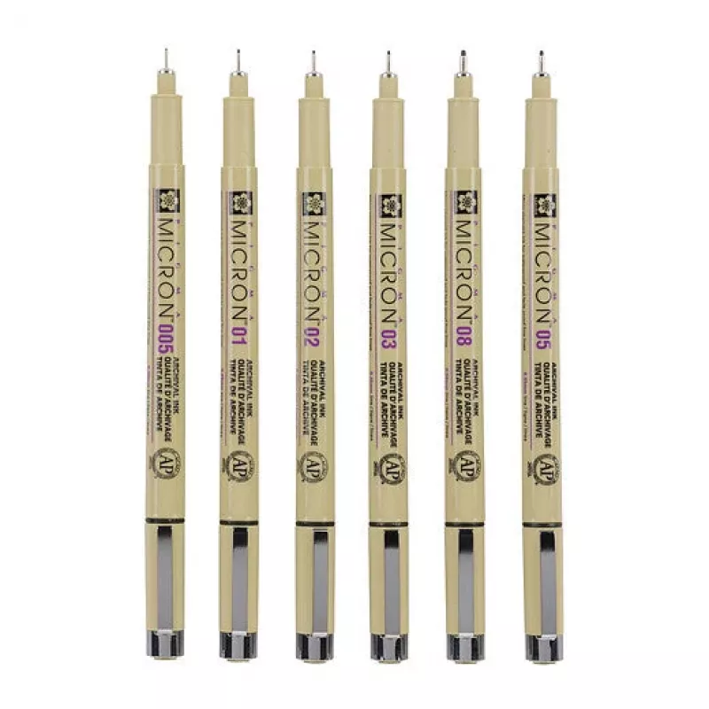 Conjunto de canetas fineliner Sakura Pigma Micron, 6 peças, preto