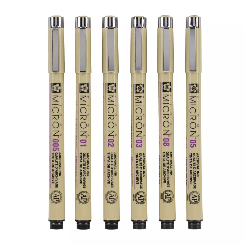 Conjunto de canetas fineliner Sakura Pigma Micron, 6 peças, preto
