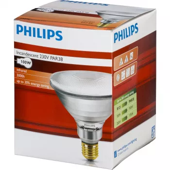 Lâmpada de infravermelhos Philips PAR38 IR 100W E27 230V transparente