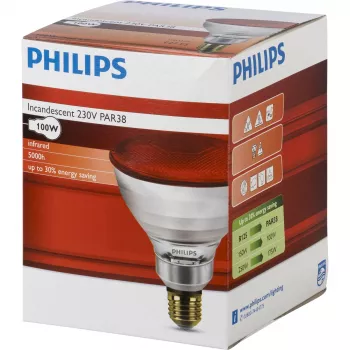 Lâmpada de infravermelhos Philips PAR38 IR 100W E27 230V vermelha