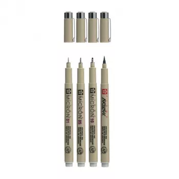 Conjunto de canetas fineliner Sakura Pigma Micron cinzento frio, 4 peças