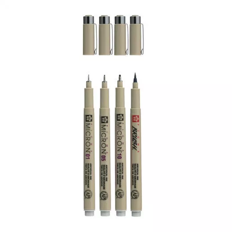 Conjunto de canetas fineliner Sakura Pigma Micron cinzento frio, 4 peças
