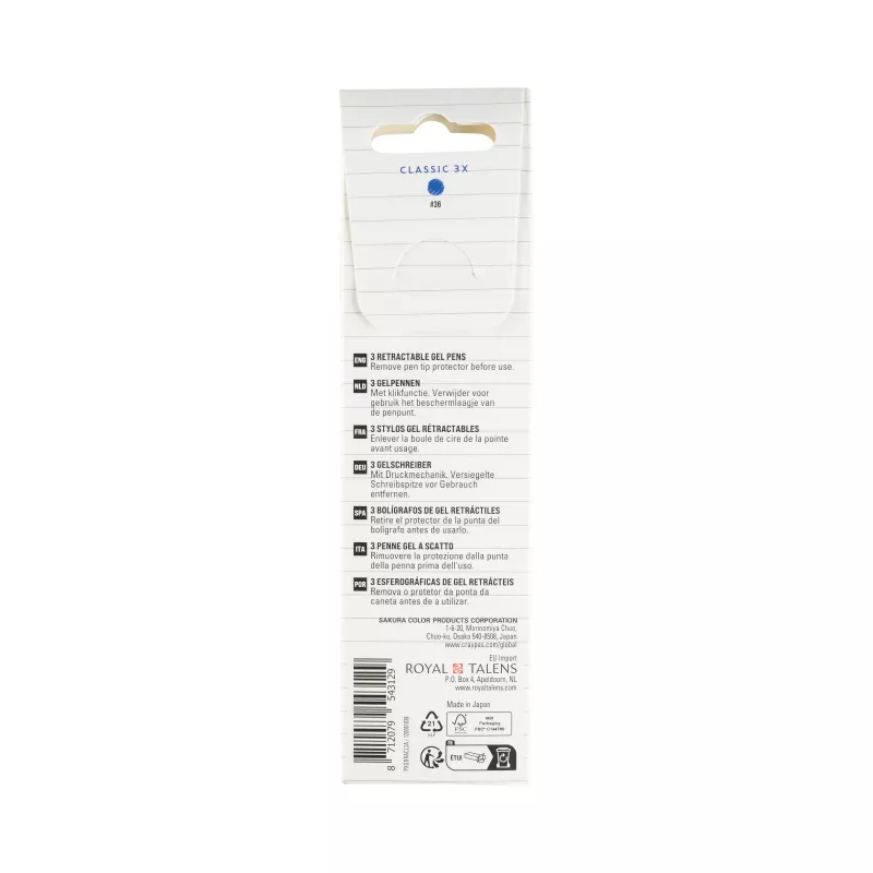 Caneta de gel Sakura Gelly Roll Retractable Classic transparente 0,4 mm tinta azul