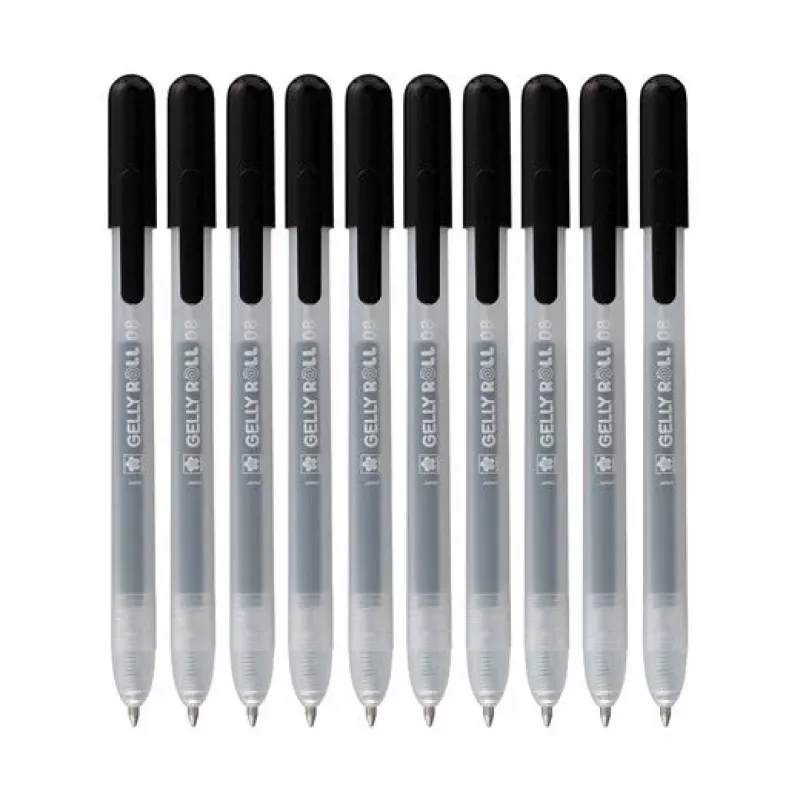 Caneta de gel Sakura 9+1 Free Gelly Roll Retractable Classic transparente 0,4 mm tinta preta, pack de 10