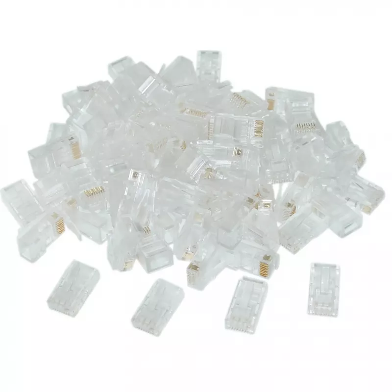 Gembird LC-8P8C-002/50 Ficha modular RJ-45, transparente, dourada, pack de 50