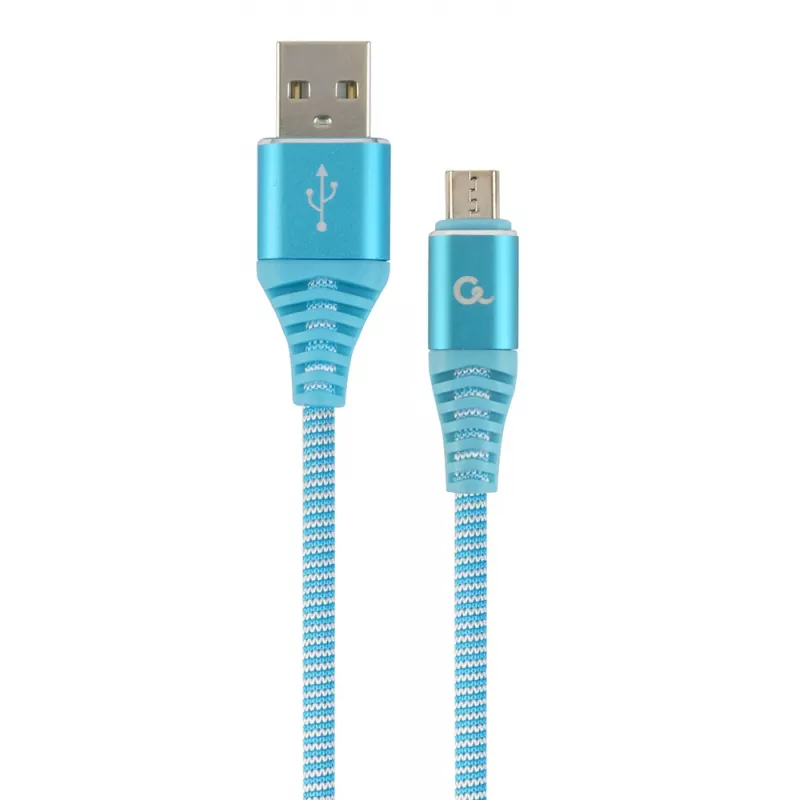 Cabo Gembird USB 2.0 ficha A macho para ficha Micro-USB B macho Premium com trança de algodão 1m azul/branco