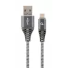 Cabo Gembird USB 2.0 Type-A macho para Micro USB-B macho Premium com trança de algodão 2m Space Grey/branco