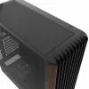 Caixa de computador mid tower GEMBIRD CCC-FC-WOOD, preto com detalhe em madeira, painel lateral em vidro temperado