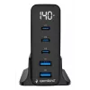 GEMBIRD TA-UC-2A3C-PD140-01-BK GaN Carregador rápido de 5 portas USB-C & USB-A, 140 W, preto