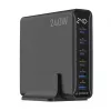 Carregador USB de 6 portas Gembird TA-UC-2A4C-PD240-01-BK 240W GaN preto