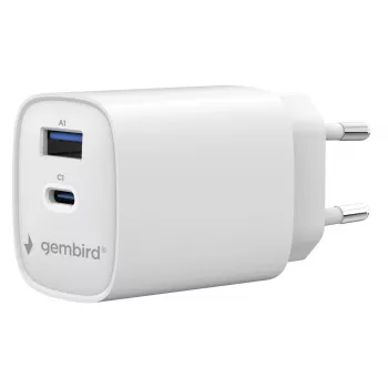 Fonte de alimentação USB-C PD Gembird TA-UC-1A1C-PD45-01-W 45W branca
