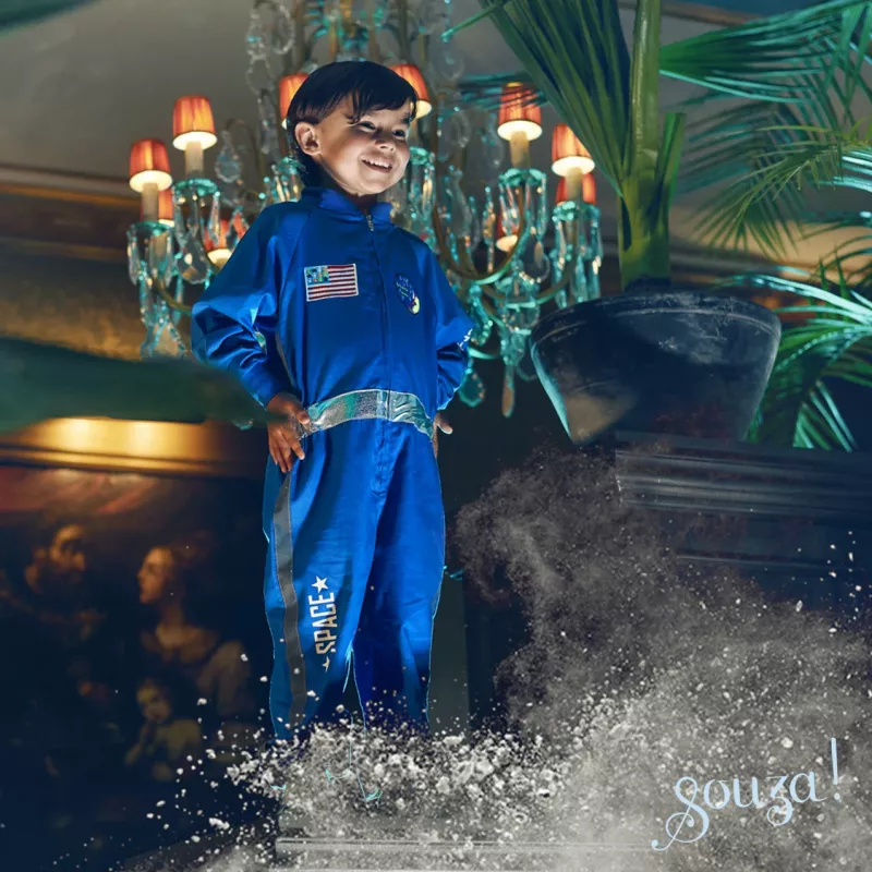 Souza! Fato de fantasia de astronauta Andre azul 5-7 anos