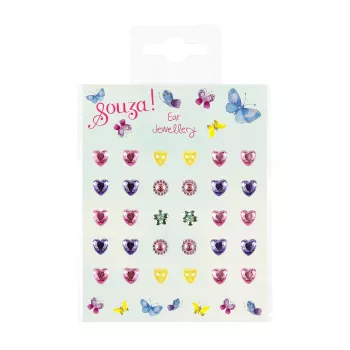 Souza! Brincos de borboleta autocolantes 30 unid. (pack grande com 12 conjuntos)