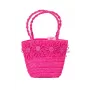 Souza! Bolsa de palha para criança com decorações florais, rosa
