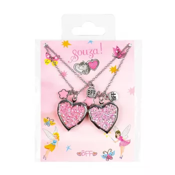 Souza! Conjunto de colares de amizade para menina, 2 unid. corações BFF