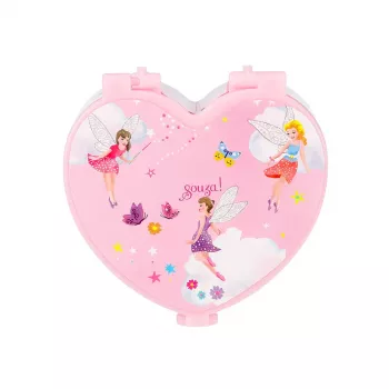 Souza caixa de música / porta-jóias em forma de coração - rosa - motivo fada/bailarina - mecanismo de corda - It's a Small World