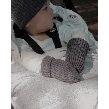 Lodger luvas de bebé de lã merino 100% Graphite Pigeon 0-12 meses