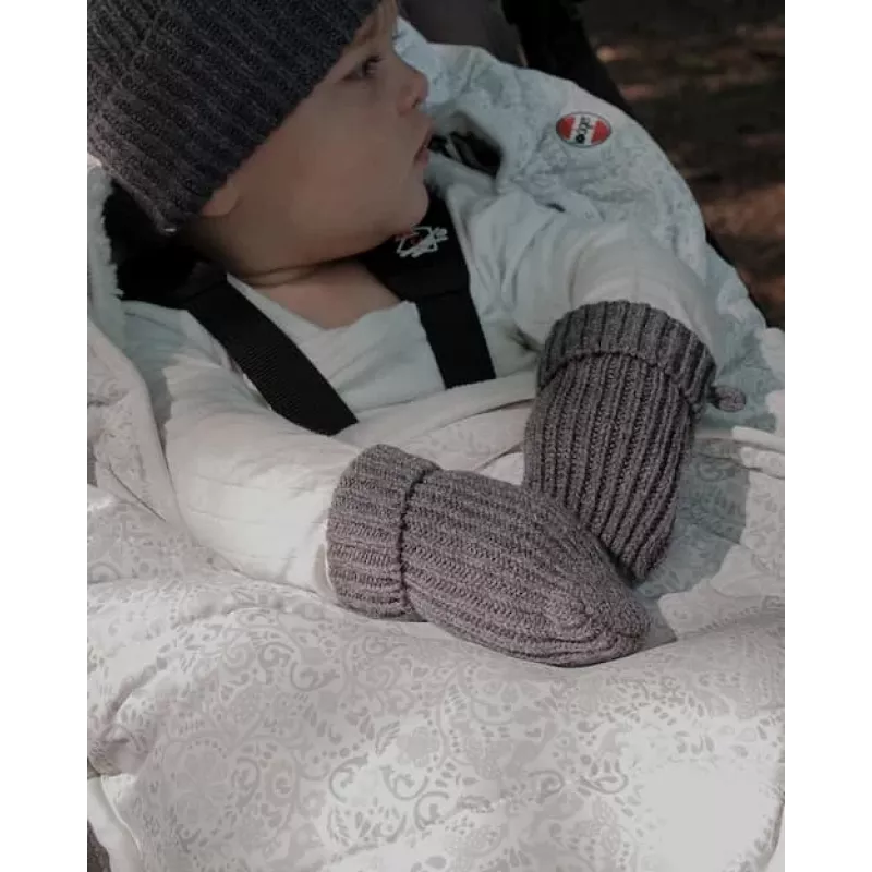 Lodger luvas de bebé de lã merino 100% Graphite Pigeon 0-12 meses