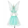 Souza! Conjunto de Fato de Fada Elfo Angelina - Verde Menta - Saia e Asas - Menina 3-5 Anos