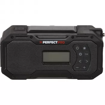 PerfectPro E-100 rádio de emergência com painel solar, manivela, lanterna LED, powerbank, AM/FM, IPX3