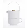 Bredemeijer Umea Tea-for-One Set branco com tampa de bambu