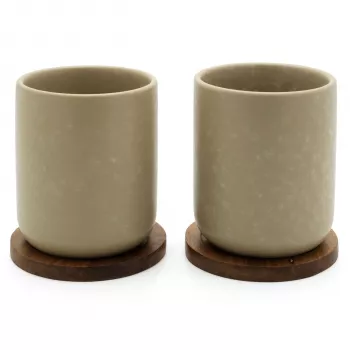 Bredemeijer Umea conjunto de 2x canecas de chá 200ml bege com bases 142025