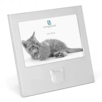 Placa decorativa de retrato em metal Zilverstad Katze 15x10 6917231