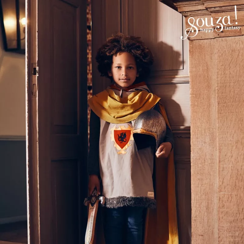 Souza! Fantasia de Cavaleiro Marcus com Armadura Macia e Capa para Criança 3-4 Anos
