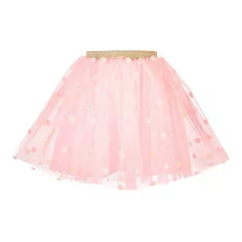 Souza! saia tutu em tule com flores Emi para menina, rosa, 3-5 anos