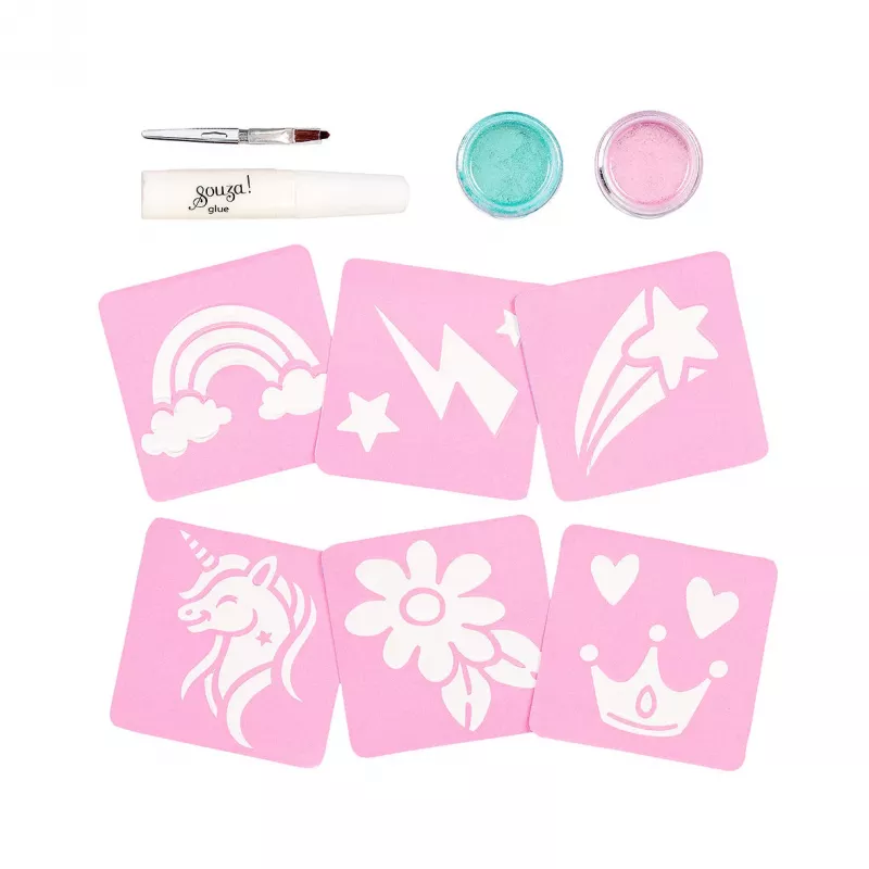 Souza! tatuagens temporárias com glitter de unicórnio 12 unid.