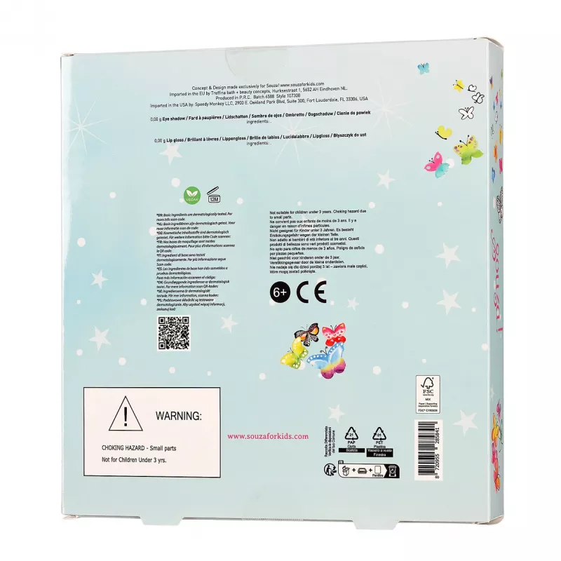 Souza Conjunto de maquilhagem de borboleta para crianças 13 peças