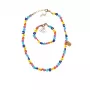 Souza! Conjunto de colar e pulseira Millie azul, bijuteria infantil com contas florais