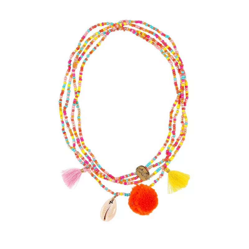 Souza! Colar de contas multicoloridas com charms Sylvie - 4 fios para crianças pequenas