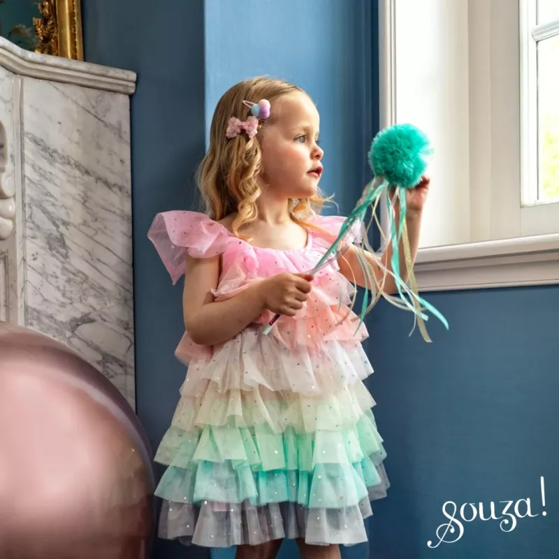 Souza! Fantasia de vestido de tule de princesa arco-íris Fenne para meninas 3-4 anos