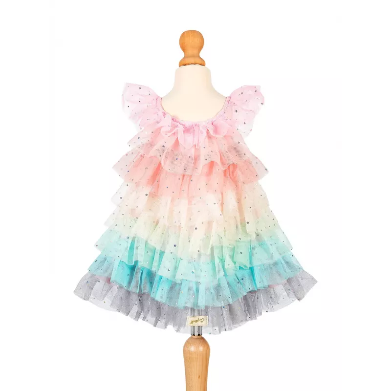 Souza! Fantasia de vestido de tule de princesa arco-íris Fenne para meninas 3-4 anos