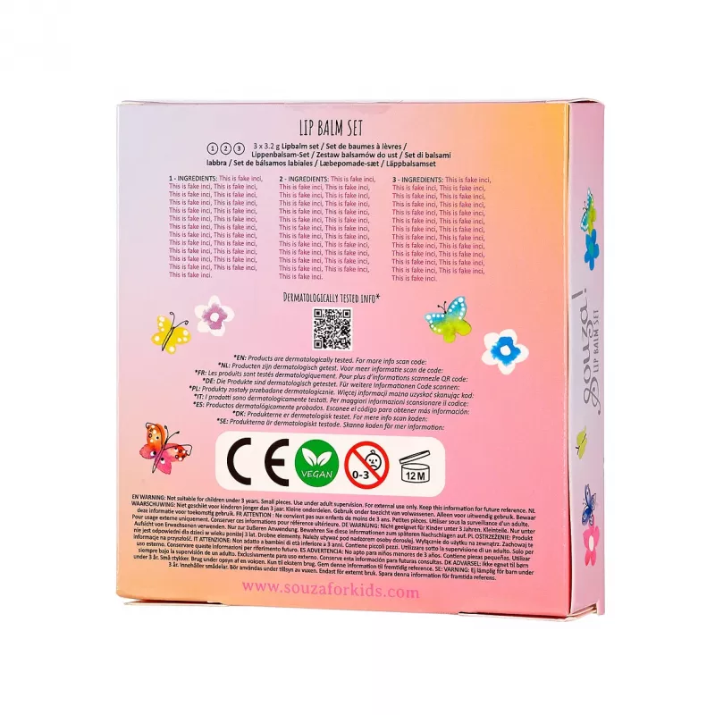 Souza! Conjunto de bálsamo labial para crianças 3 peças - vários aromas frutados, hidratante, protetor, testado dermatologicamente, sem parabenos, sem ftalatos, não tóxico, batom de torção, conjunto de presente