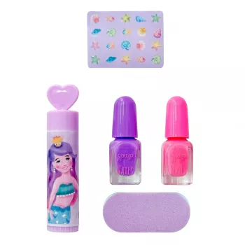 Souza! Conjunto de maquilhagem e decoração de unhas de sereia para crianças 5 peças