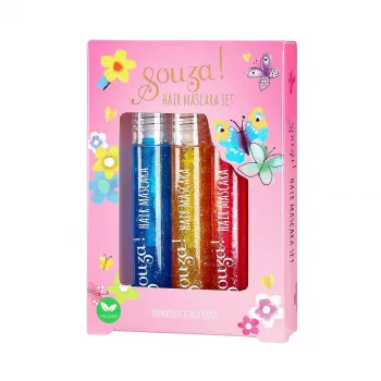 Souza! Mascara de cabelo com glitter para crianças conjunto com 3 cores