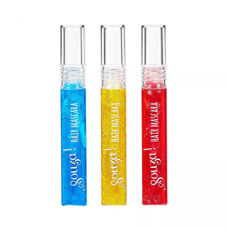 Souza! Mascara de cabelo com glitter para crianças conjunto com 3 cores