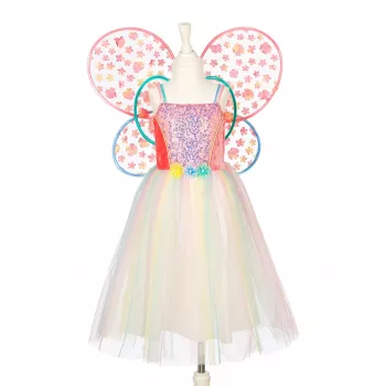 SOUZA! Conjunto de fantasia de fada borboleta Flora vestido e asas 8-10 anos