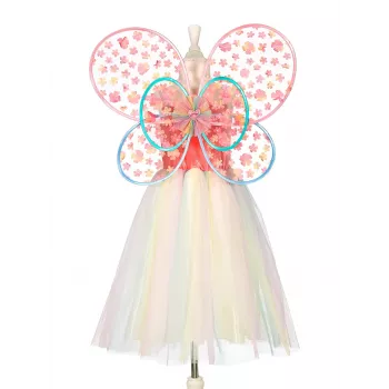 SOUZA! Conjunto de fantasia de fada borboleta Flora vestido e asas 8-10 anos
