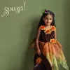 Souza! Vestido de fantasia de bruxa Sabrina com saia de tule e chapéu para meninas 5-7 anos