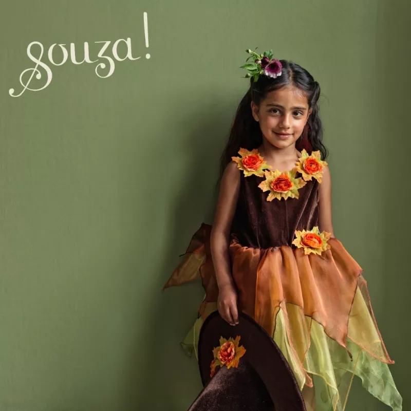 Souza! Vestido de fantasia de bruxa Sabrina com saia de tule e chapéu para meninas 5-7 anos