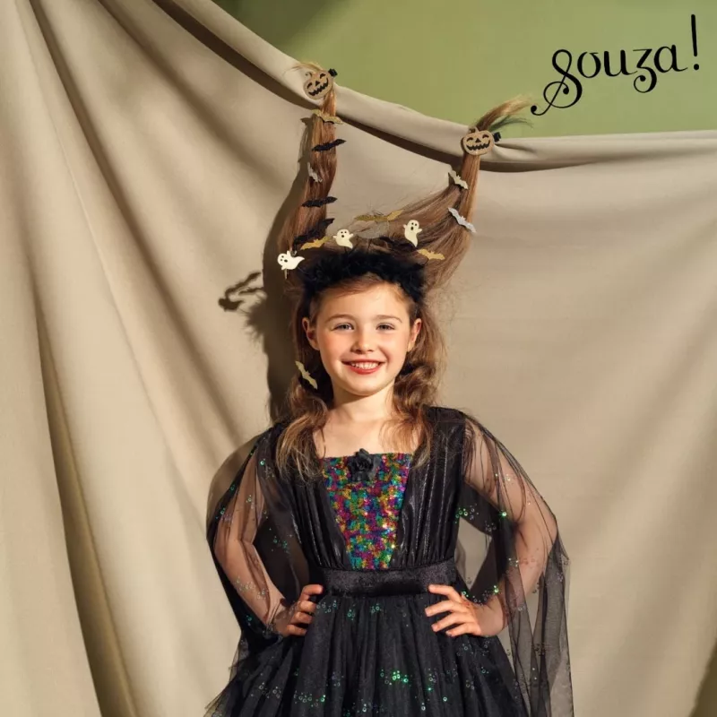 SOUZA! Vestido de fantasia de bruxa Agatha com luzes LED para meninas 5-7 anos