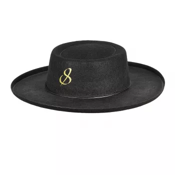 Souza! Chapéu de mosqueteiro Vega - preto com pena vermelha e acabamento dourado
