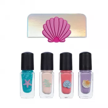 Souza! Conjunto de verniz de unhas de sereia para criança - 4 vernizes à base de água, removíveis (rosa, lilás, azul, glitter)