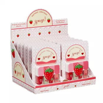Souza! Conjunto de verniz de unhas para criança - 4 vernizes à base de água com aroma a fruta, peel-off, caixa de presente