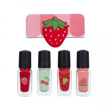 Souza! Conjunto de verniz de unhas para criança - 4 vernizes à base de água com aroma a fruta, peel-off, caixa de presente
