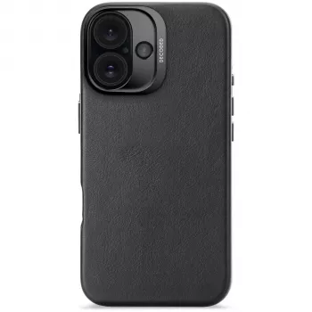 Decoded capa traseira em pele para Apple iPhone 16 - preto